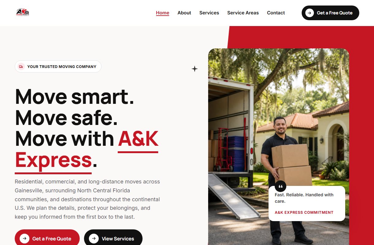 A&K Express Moving website