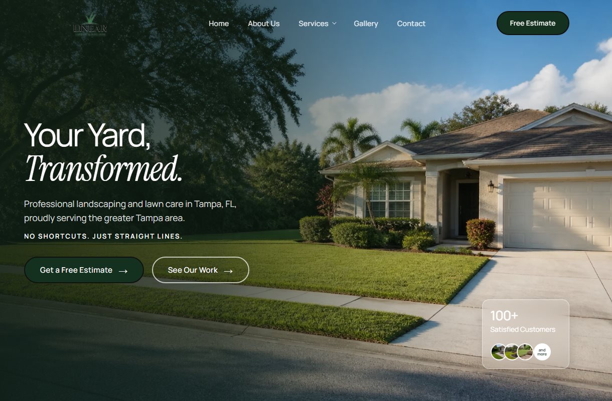Linear landscaping website, Tampa